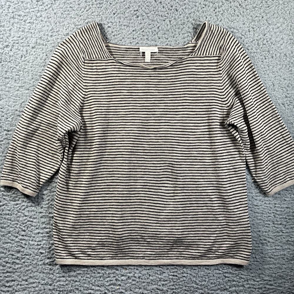 Eileen Fisher Striped Organic Linen Cotton Boatneck Top Sweater Womens XL